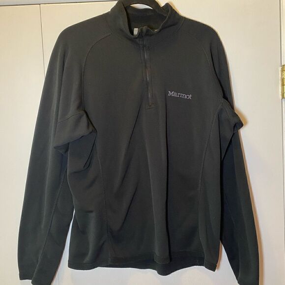 MARMOT Polartec Long Sleeve Quarter Zip Pullover Black Men’s Size Large - Picture 1 of 6